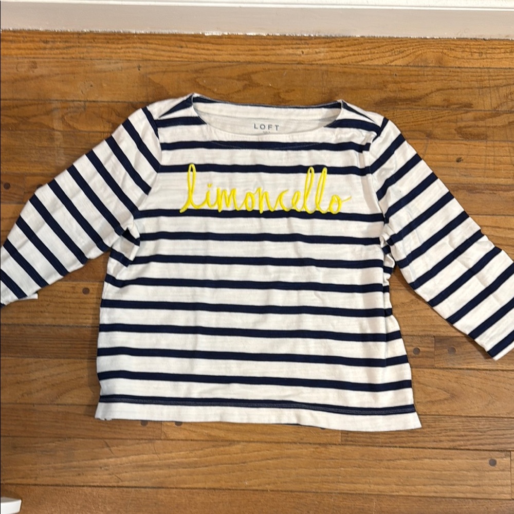 Striped Long Sleeve Shirt with Yellow Text